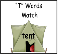 \"T\" Words Match File Folder Game