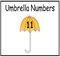Umbrella Number Match File Folder Game