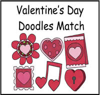 Valentine\'s Day Doodles Match File Folder Game