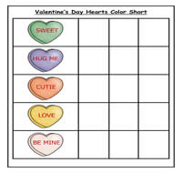 Colored Hearts Sort Cookie Sheet Activity