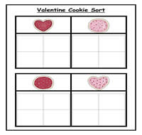 Four Column Valentine Cookie Sorting Task