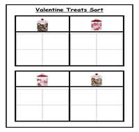 Four Column Valentine Treat Jars Sorting Task