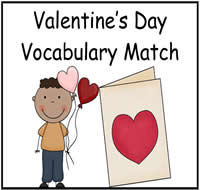 Valentine\'s Day Vocabulary Match File Folder Game
