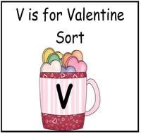 V is for Valentine Sort File Folder Game