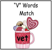 \"V\" Words Match File Folder Game