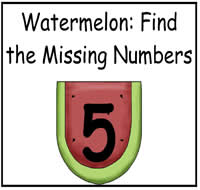 Watermelon: Fill in the Missing Number File Folder Game