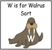 W is for Walrus Sort File Folder Game