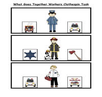 What Goes Together Rescue Workers Clothespin Task