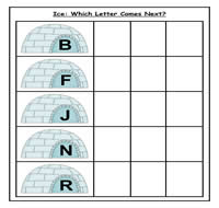 Ice: Which Letter Comes Next Cookie Sheet Activity