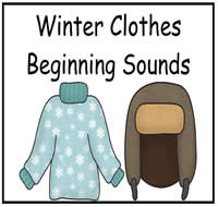 Winter Clothes Beginning Sounds File Folder Game