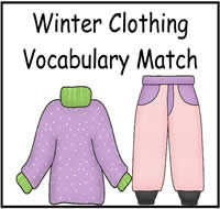 Winter Clothes Beginning Sounds File Folder Game