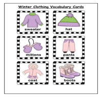 Winter Clothes Vocabulary Cards