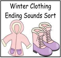 Winter Clothing Ending Sounds File Folder Game