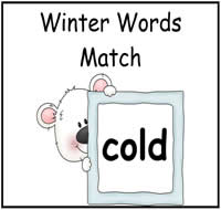 Winter Words Match File Folder Game