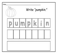 Handwriting Practice Sheets Set 26: Pumpkin Words