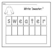 Handwriting Practice Sheets Set 7: Winter Clothing