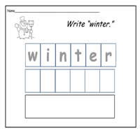 Handwriting Practice Sheets Set 4: Winter Words