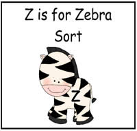 Z is for Zebra File Folder Game