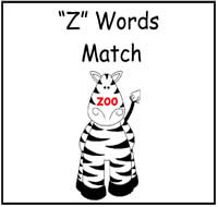 Z Words Match File Folder Game