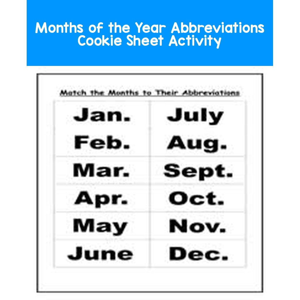 Months of the Year Abbreviations Cookie Sheet Activity