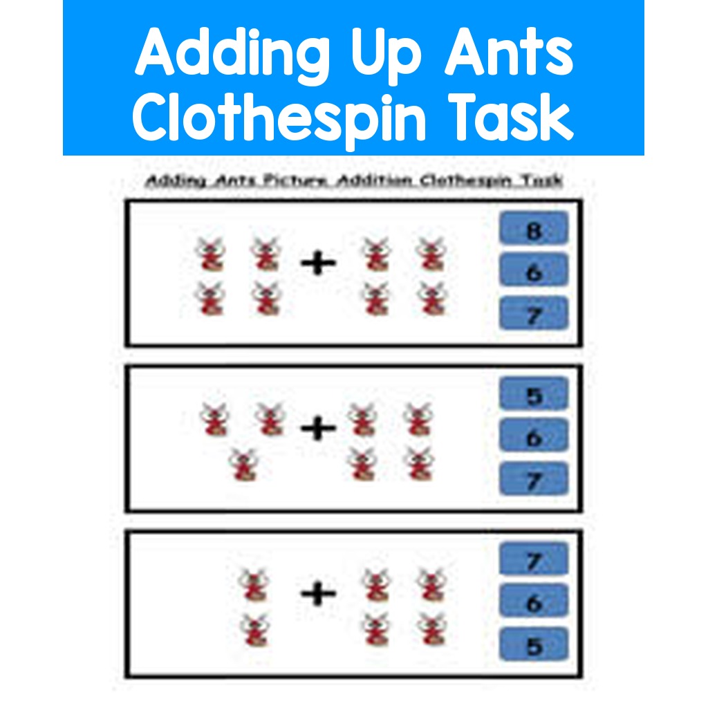Adding Up Ants Clothespin Task