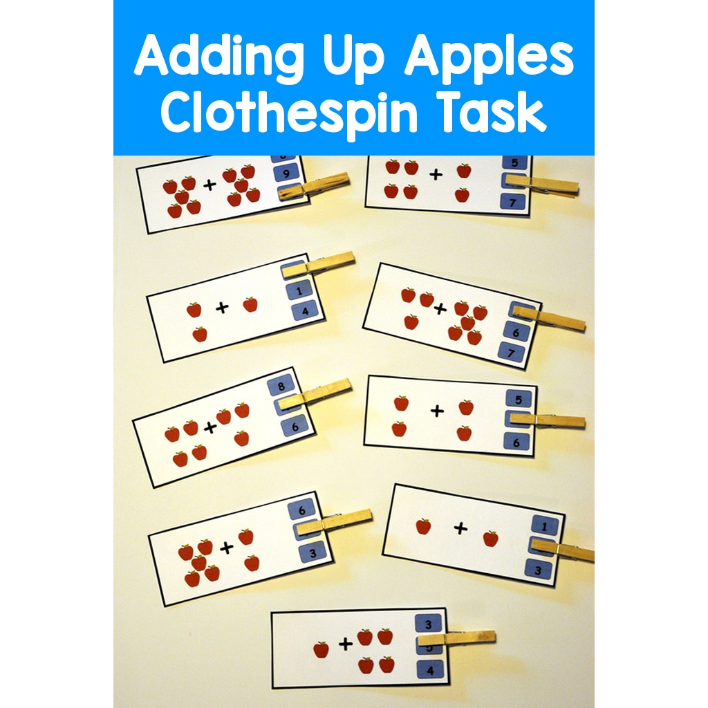 Adding Up Apples Clothespin Task