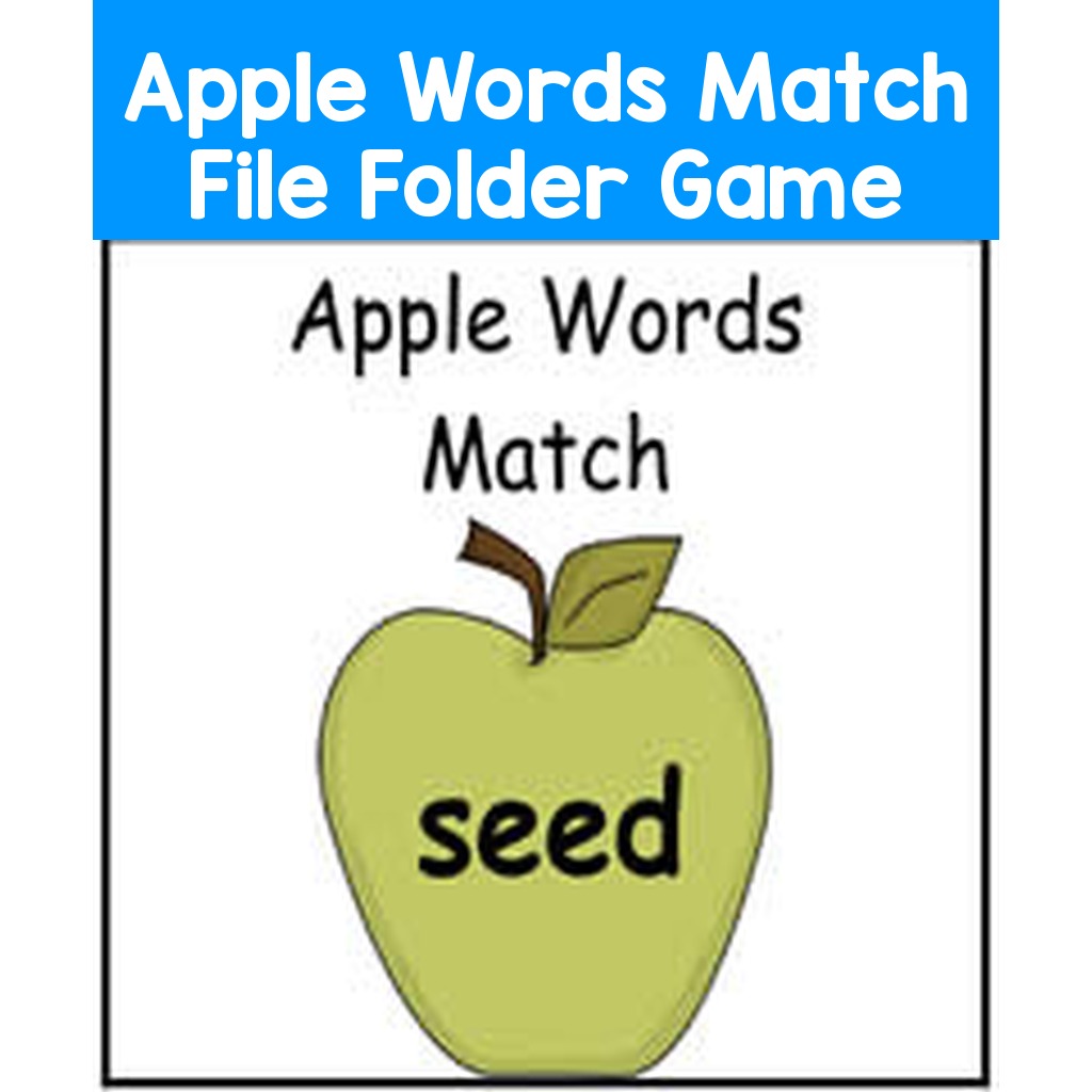 Apple Words Match File Folder Game