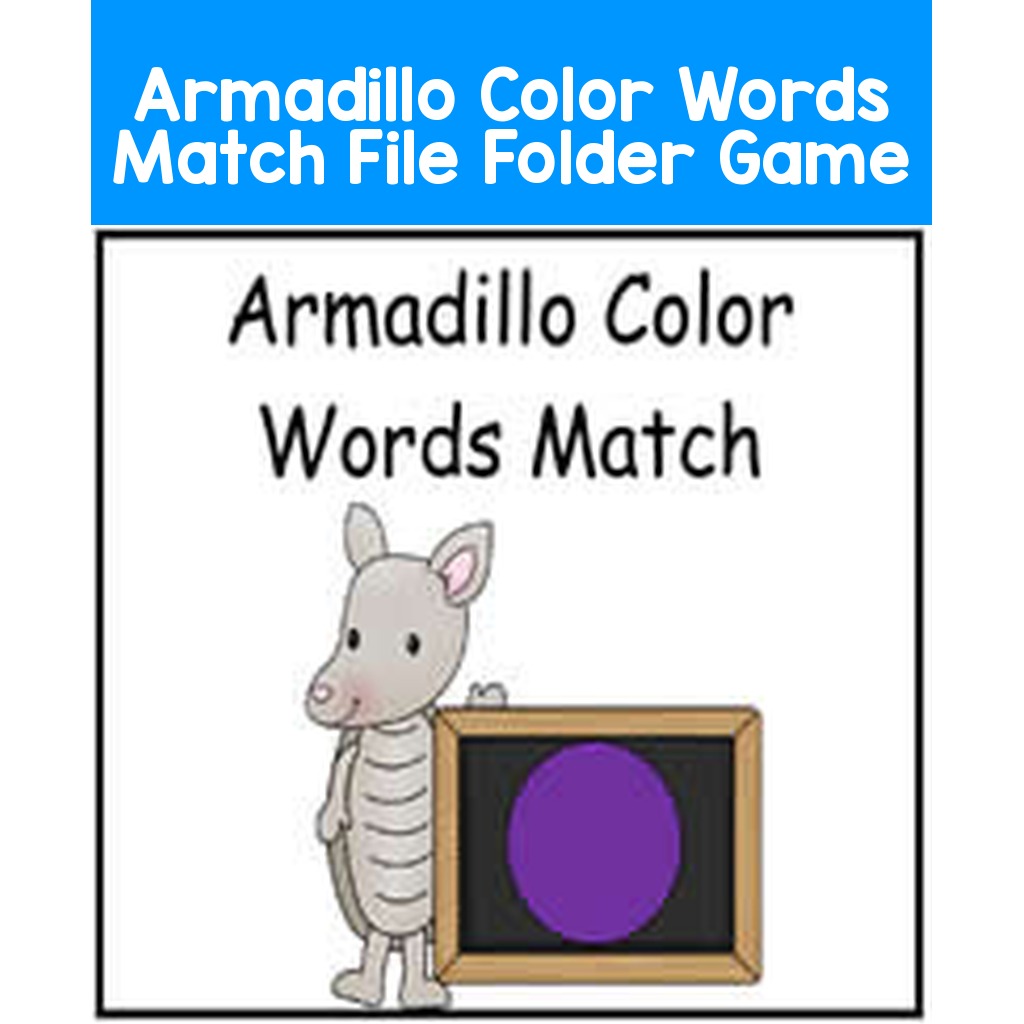 Armadillo Color Words Match File Folder Game