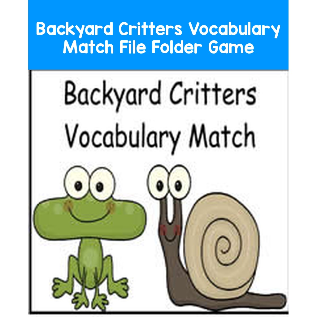 Backyard Critters Vocabulary Match File Folder Game