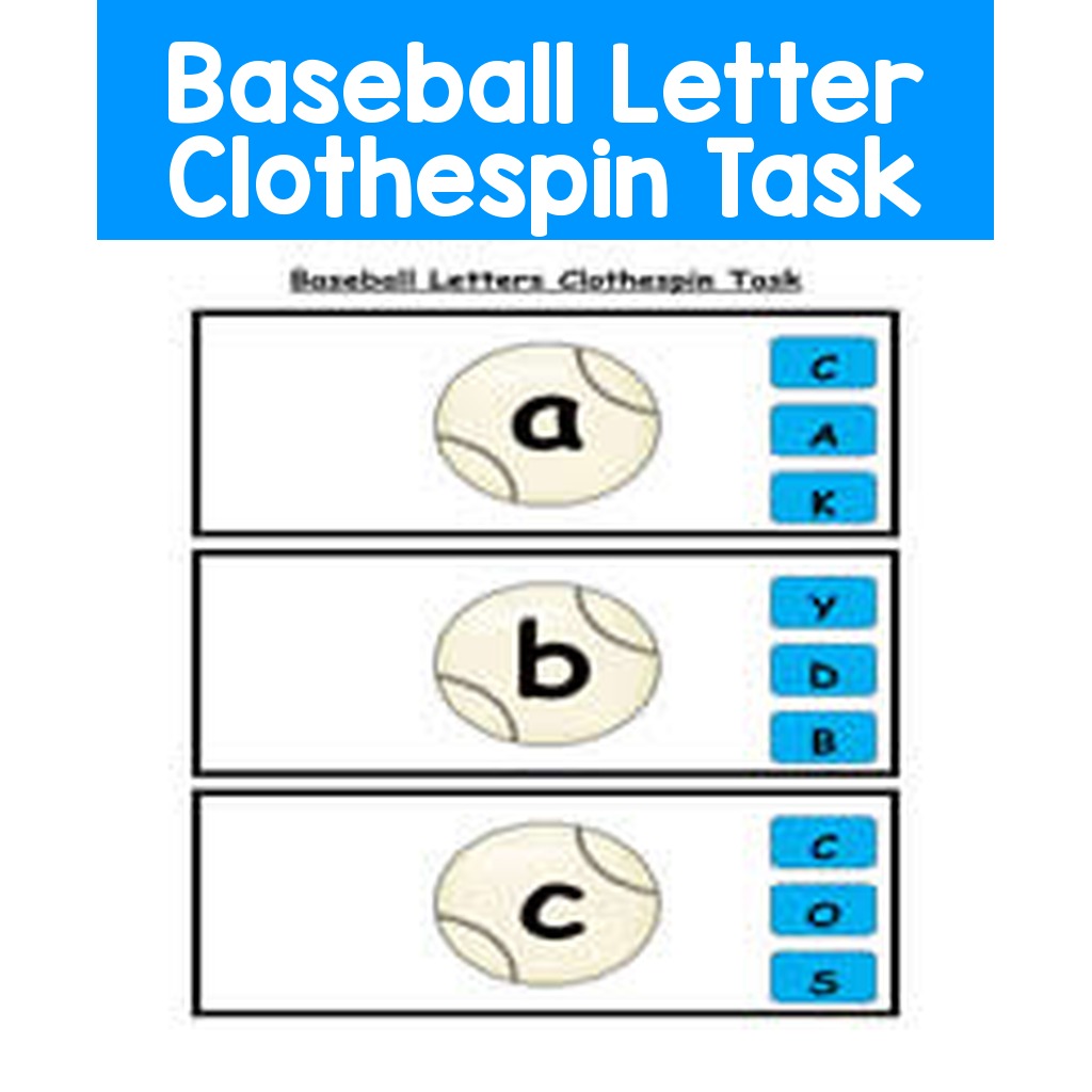 Baseball Letter Clothespin Task