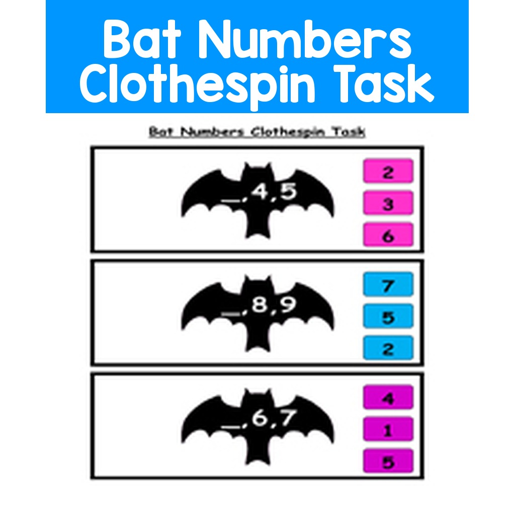Bat Numbers Clothespin Task