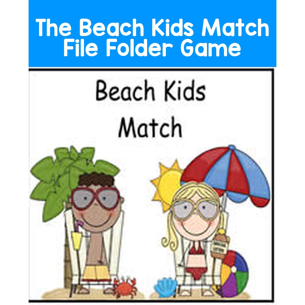 The Beach Kids Match File Folder Game