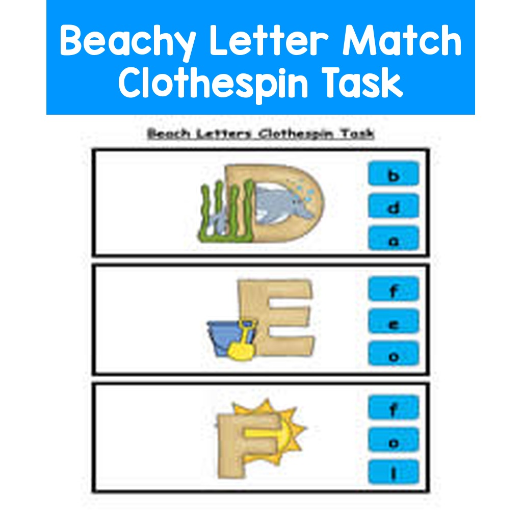 Beachy Letter Match Clothespin Task