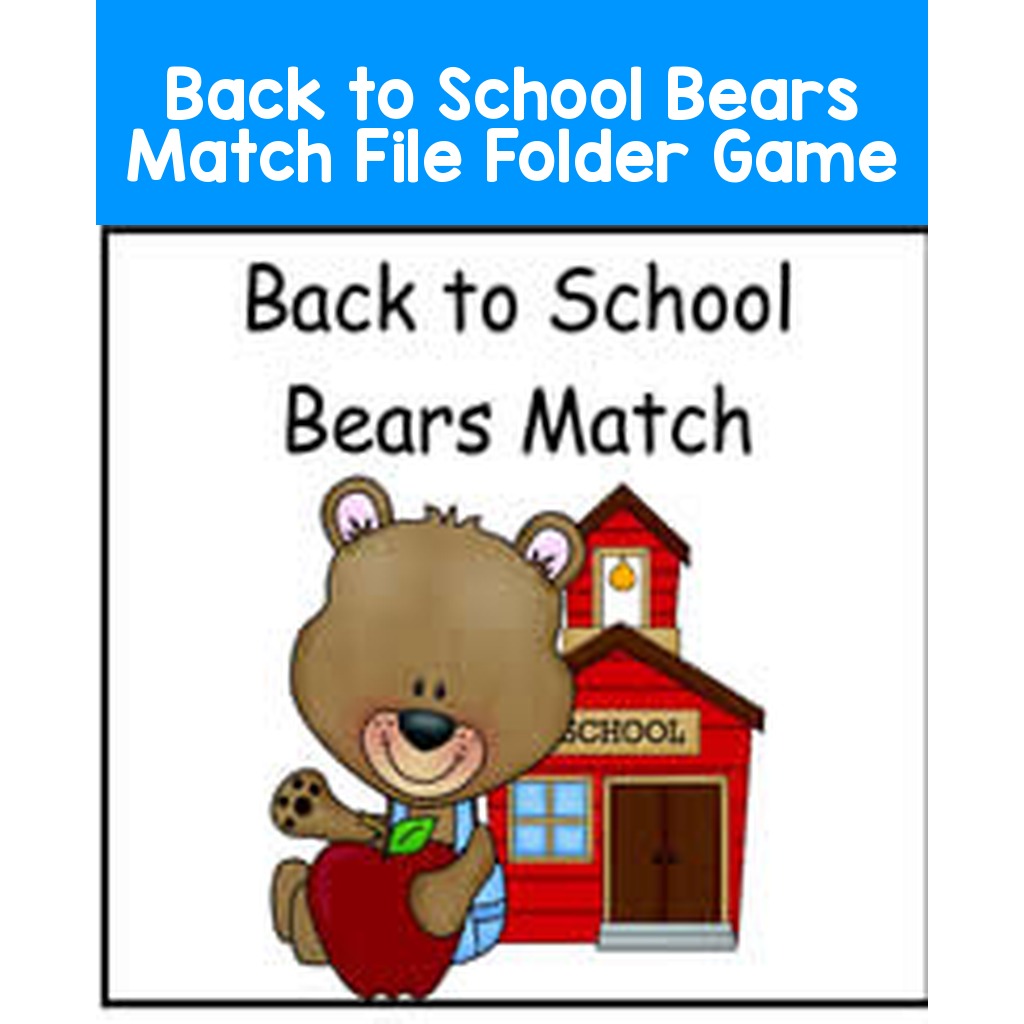 Back to School Bears Match File Folder Game