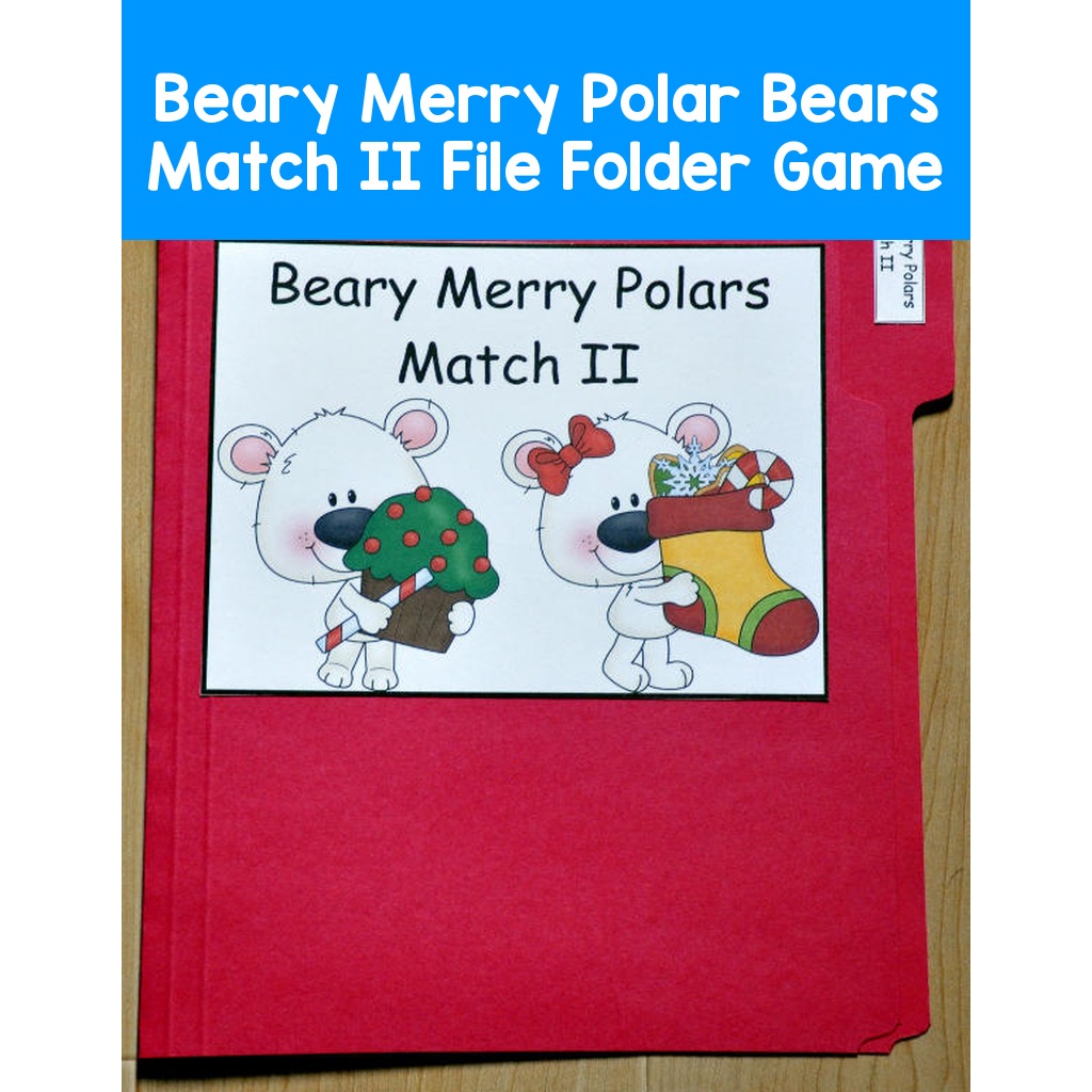 Beary Merry Polar Bears Match II File Folder Game