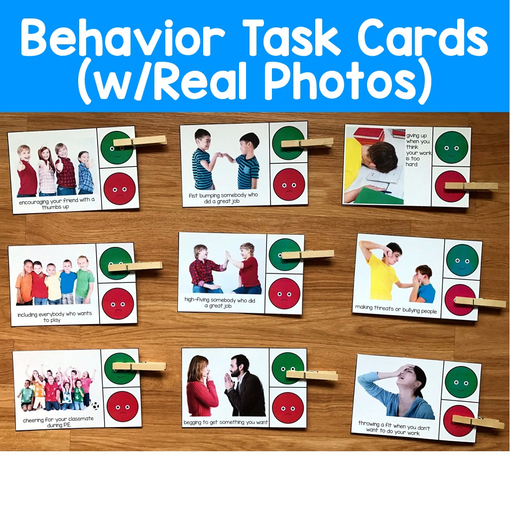 Behavior Task Cards (w/Real Photos)