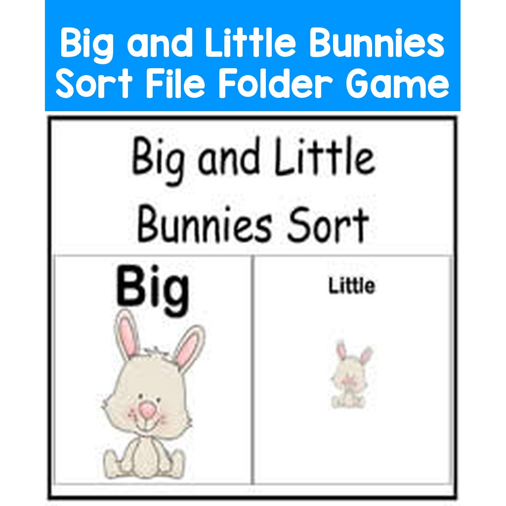 Big and Little Bunnies Sort File Folder Game