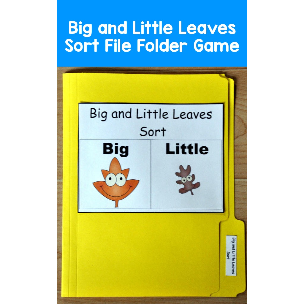 Big and Little Leaves Sort File Folder Game