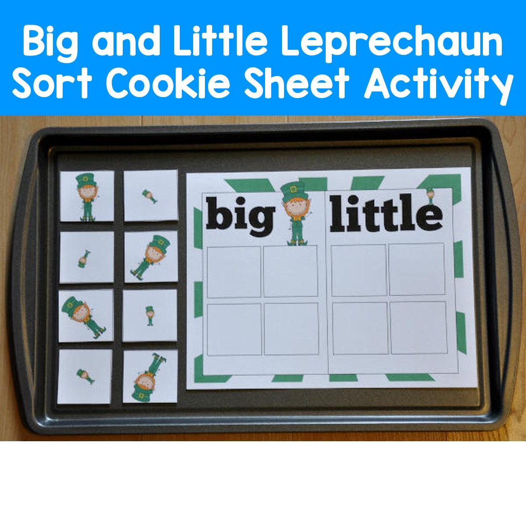 Big and Little Leprechaun Sort Cookie Sheet Activity