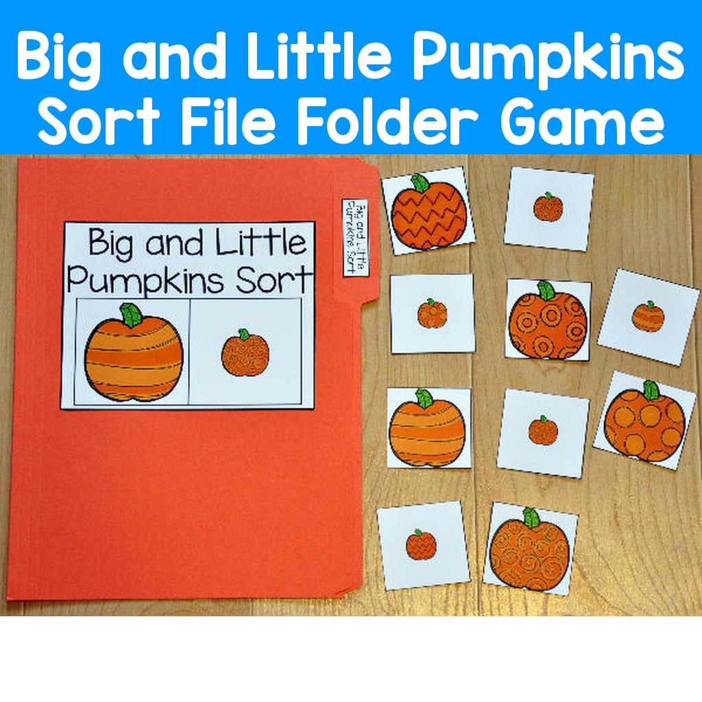 Big and Little Pumpkins Sort File Folder Game