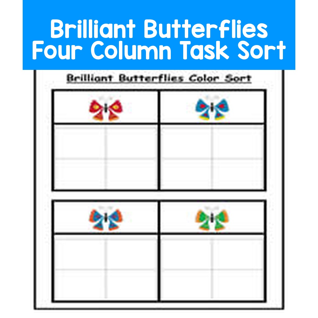 Brilliant Butterflies Four Column Task Sort