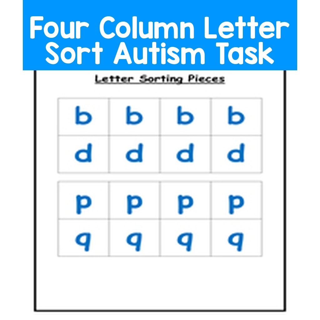 Four Column Letter Sort Autism Task