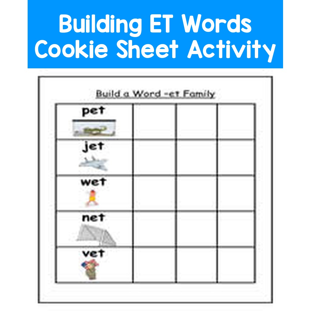 Building ET Words Cookie Sheet Activity