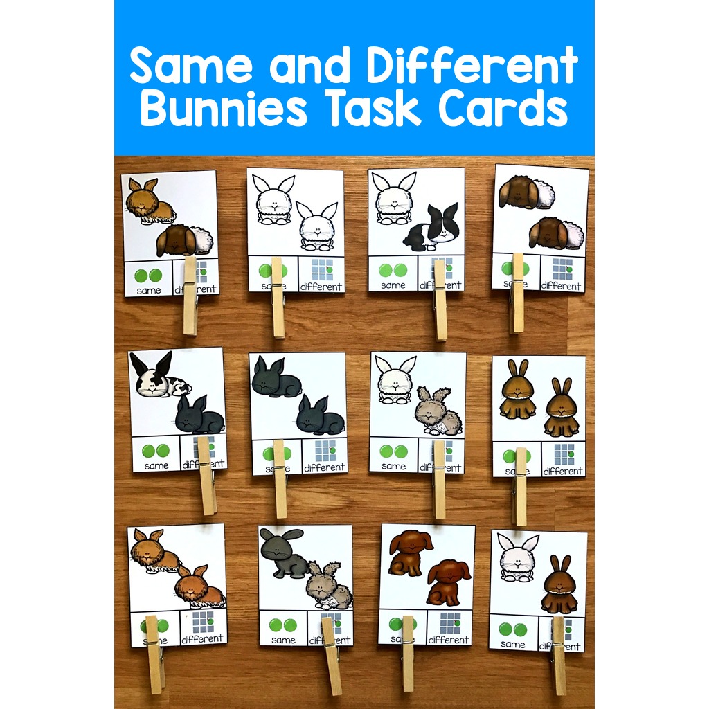 Same and Different Bunnies Task Cards