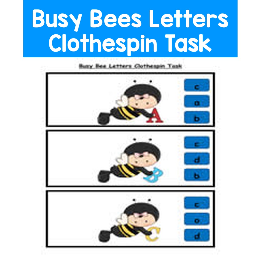 Busy Bees Letters Clothespin Task
