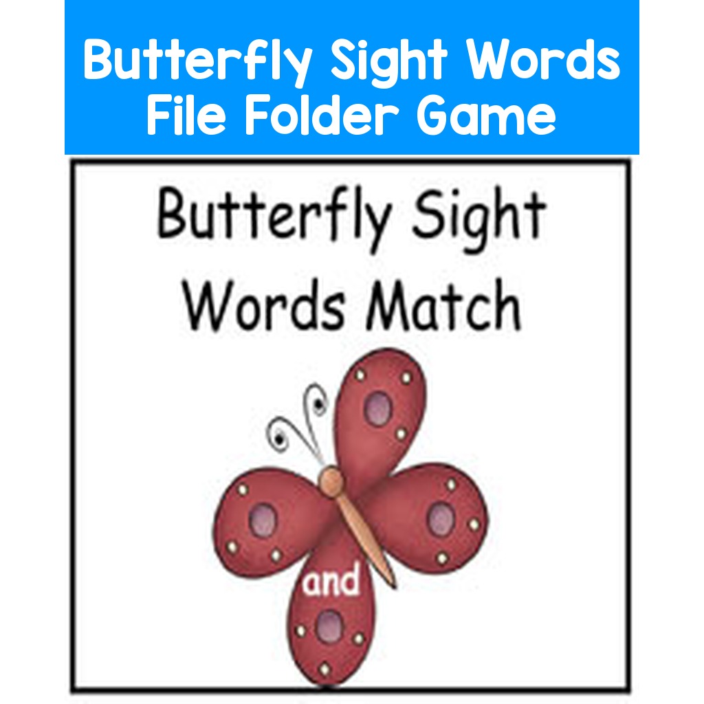 Butterfly Sight Words File Folder Game