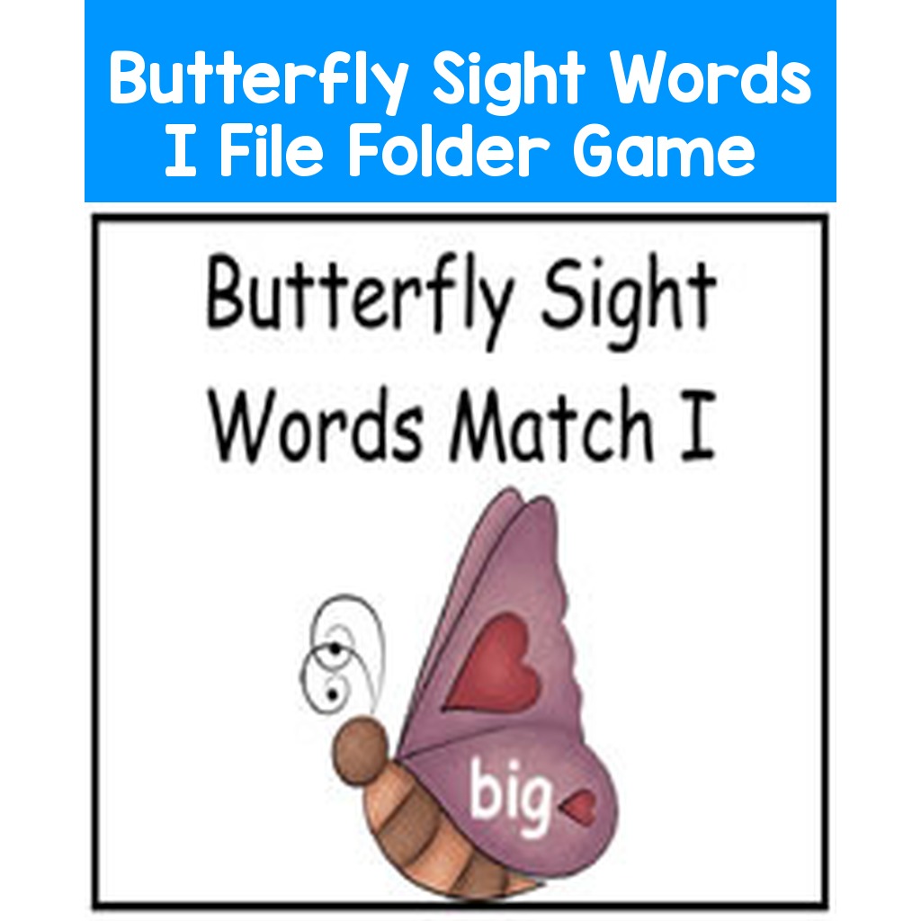 Butterfly Sight Words I File Folder Game