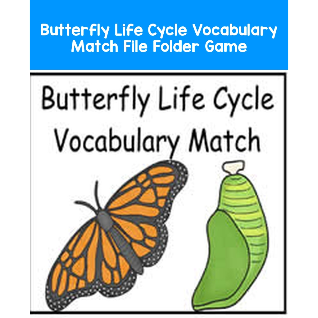 Butterfly Life Cycle Vocabulary Match File Folder Game