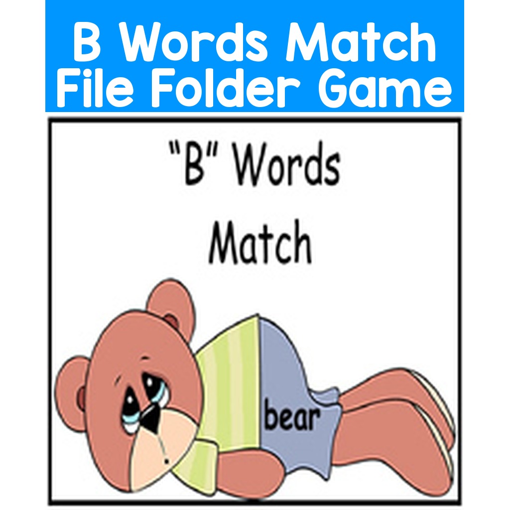 B Words Match File Folder Game
