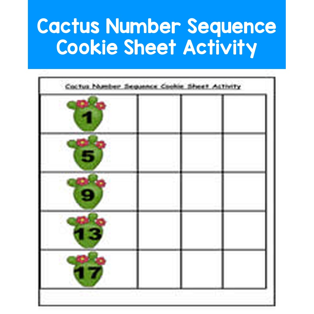 Cactus Number Sequence Cookie Sheet Activity